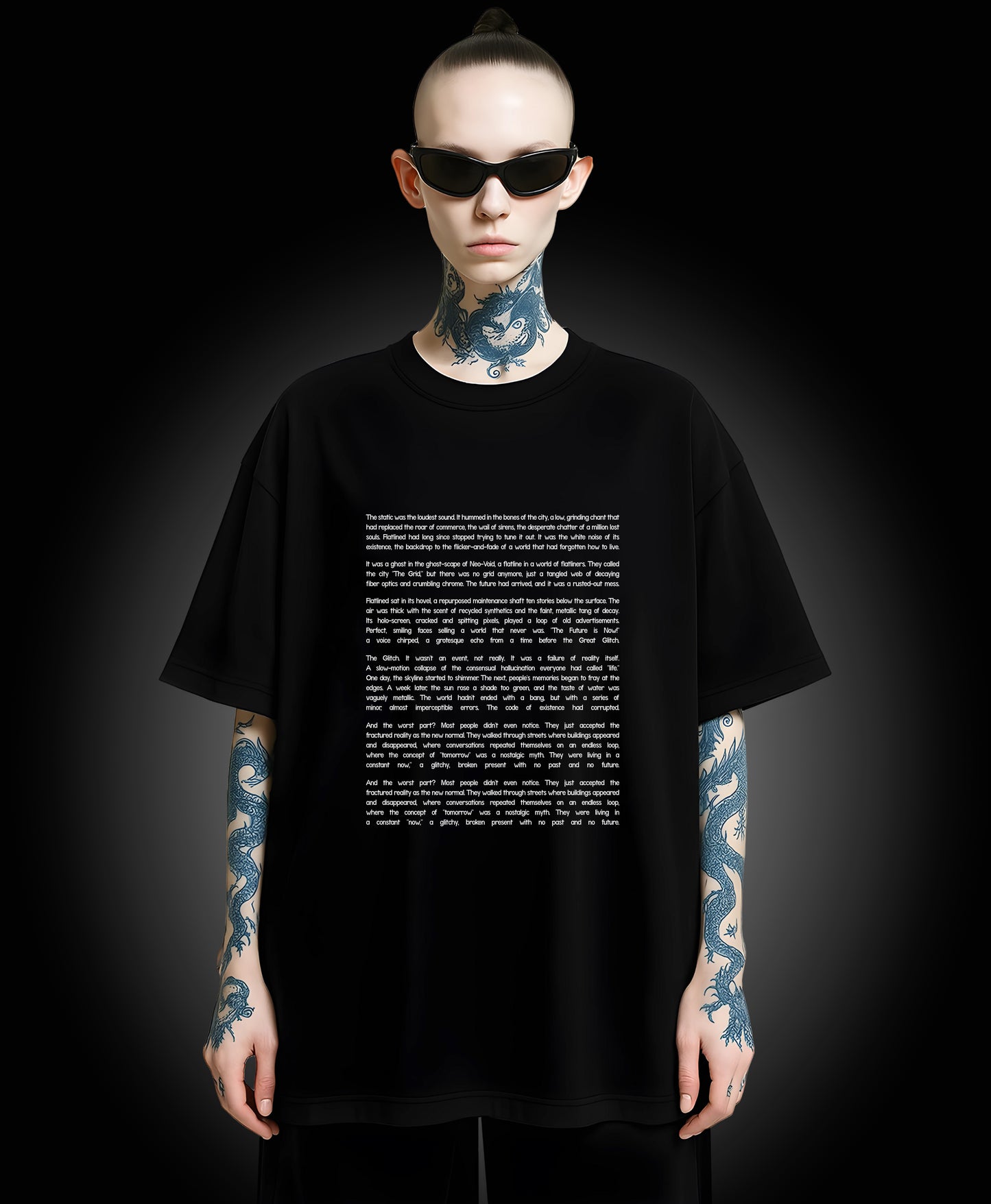 Flatlined Story I - Flatlined Story II Back - Enter The Glitch Sleeve Print T-shirt